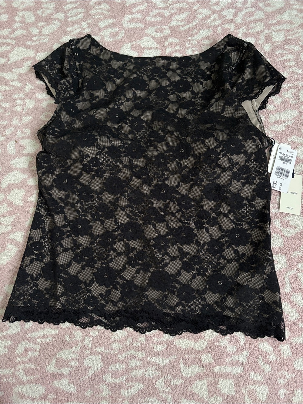 Abercrombie and Fitch Bra Free Black Floral Lace Short Sleeve Top - reversible